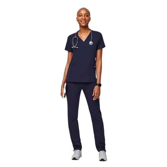 Figs Scrubs Top Womens SZ XS Navy Technical Collections Two Front Pockets Nurse - Picture 4 of 16